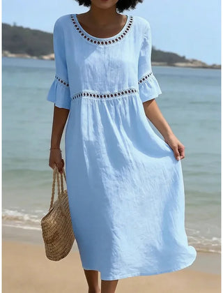 Coralie Cut-Out Trim Maxi Dress in Light Blue