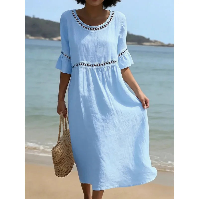 Coralie Cut-Out Trim Maxi Dress in Light Blue