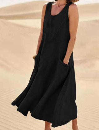Tilly Sleeveless Pocket Maxi Dress in Black