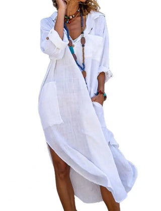 Imoge Relaxed Pocket Shirt Dress in White