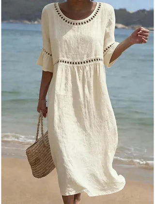 Coralie Cut-Out Trim Maxi Dress in Cream