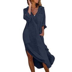 Imoge Relaxed Pocket Shirt Dress in Navy