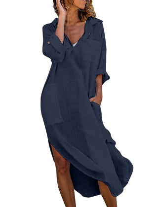 Imoge Relaxed Pocket Shirt Dress in Navy