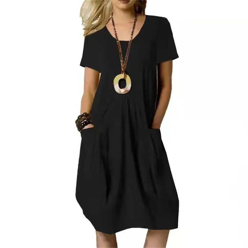 Freya Cocoon Pocket Dress in Black