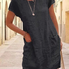 Maeve Short-Sleeve Pocket Dress in Black