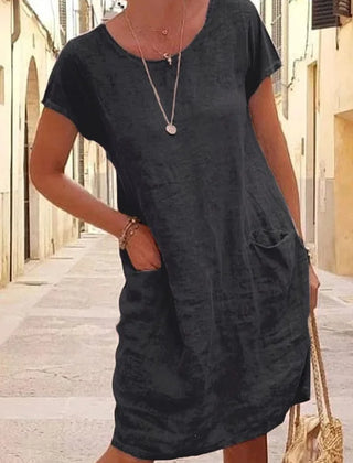 Maeve Short-Sleeve Pocket Dress in Black