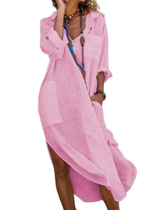 Imoge Relaxed Pocket Shirt Dress in Pink