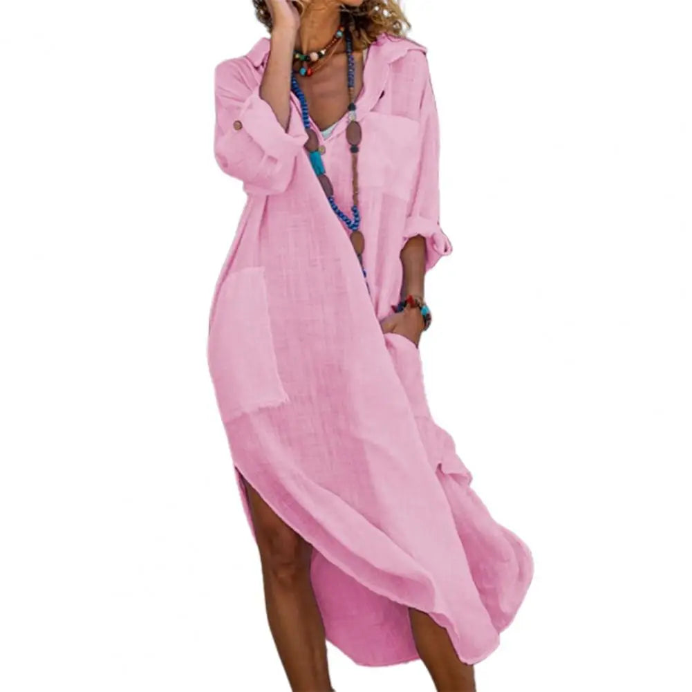 Imoge Relaxed Pocket Shirt Dress in Pink