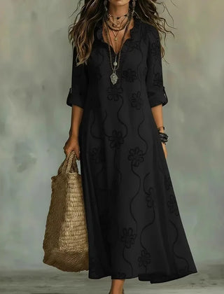 Verity tonal floral maxi dress in Black