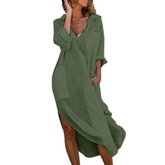 Imoge Relaxed Pocket Shirt Dress in Green