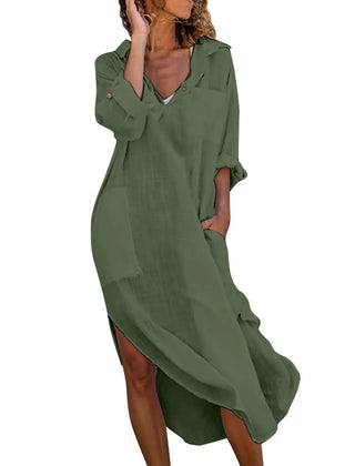 Imoge Relaxed Pocket Shirt Dress in Green
