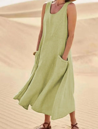 Tilly Sleeveless Pocket Maxi Dress in Light Green
