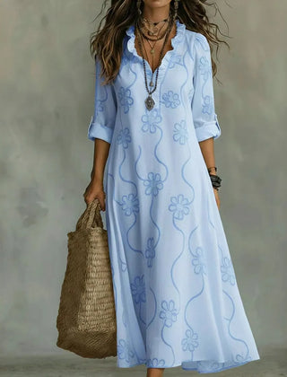 Verity tonal floral maxi dress in Sky Blue