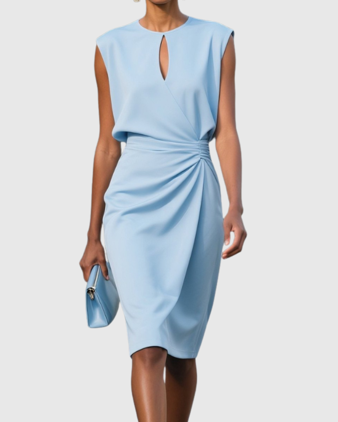 Valerie | Elegant Sleeveless Midi Dress With Gathered Detail