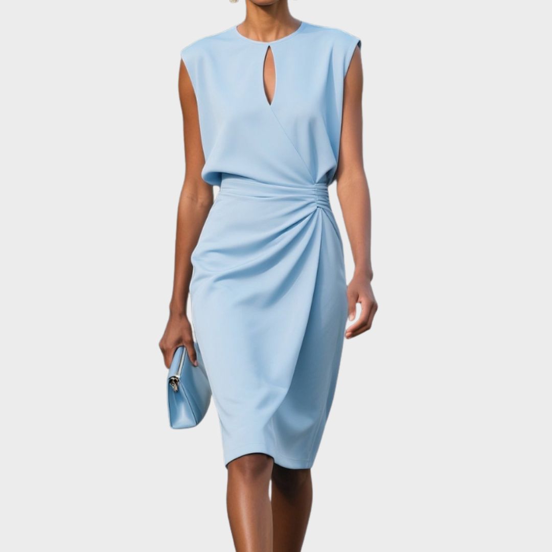 Valerie | Elegant Sleeveless Midi Dress With Gathered Detail