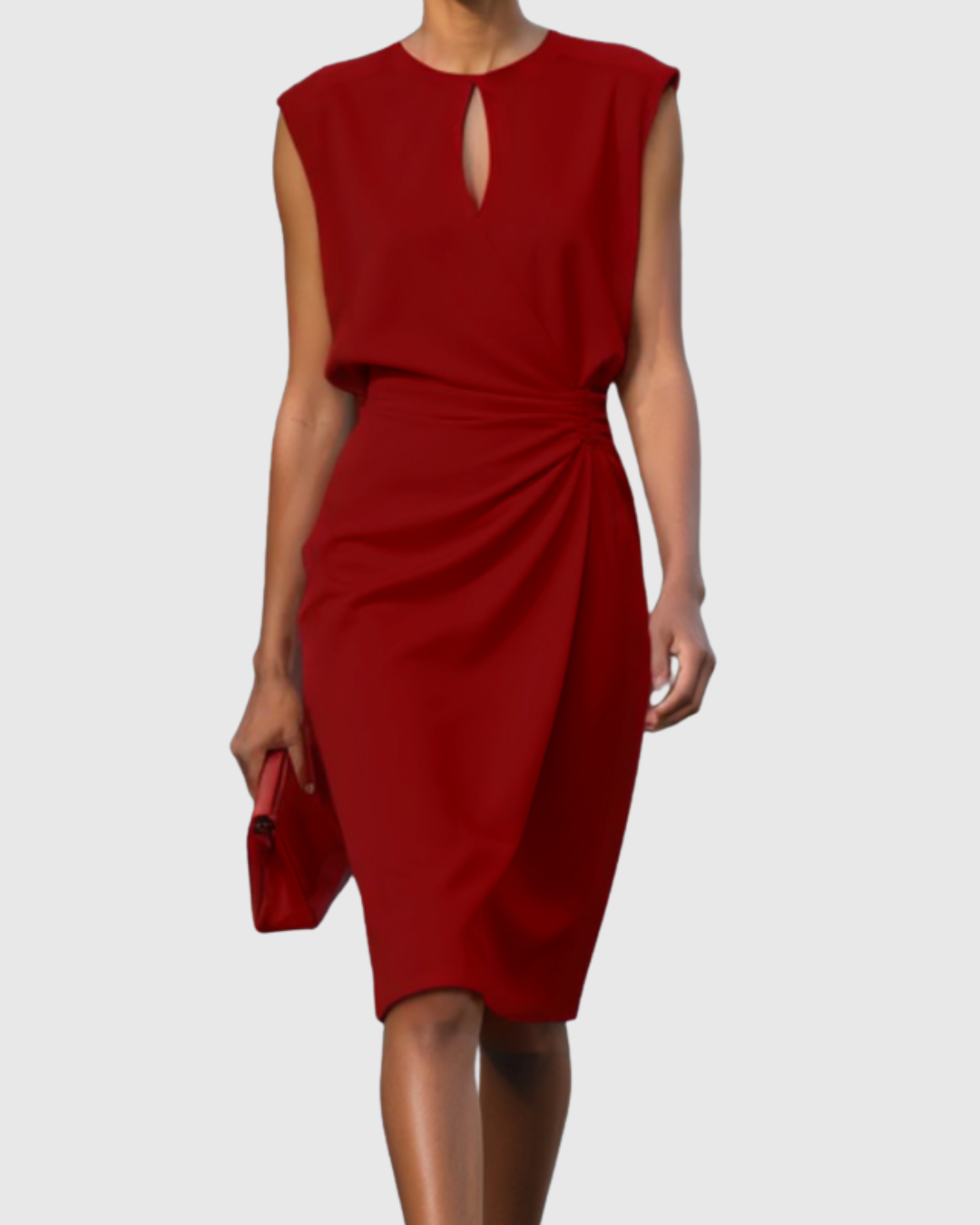 Valerie | Elegant Sleeveless Midi Dress With Gathered Detail