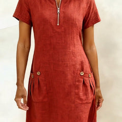 Tamsin dress in Red, front view
