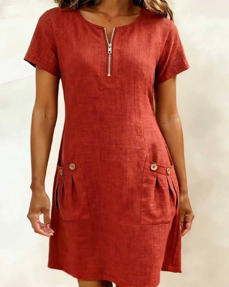 Tamsin dress in Red, front view