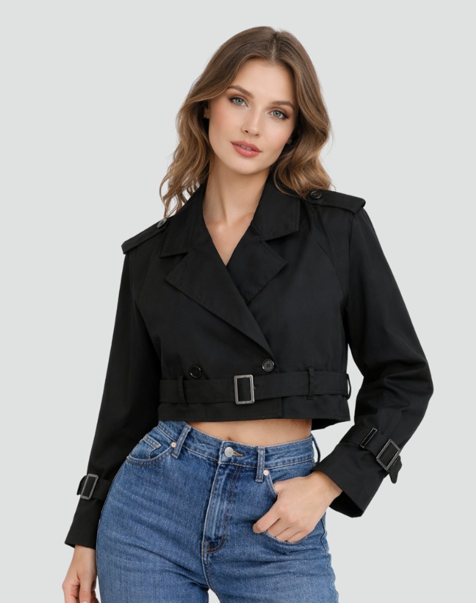 Camilla | Women's Cropped Tailored Double-Breasted Trench Coat