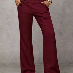 Philippa high-waist wide-leg trousers in Burgundy