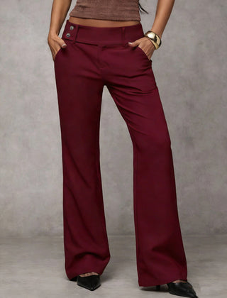 Philippa high-waist wide-leg trousers in Burgundy