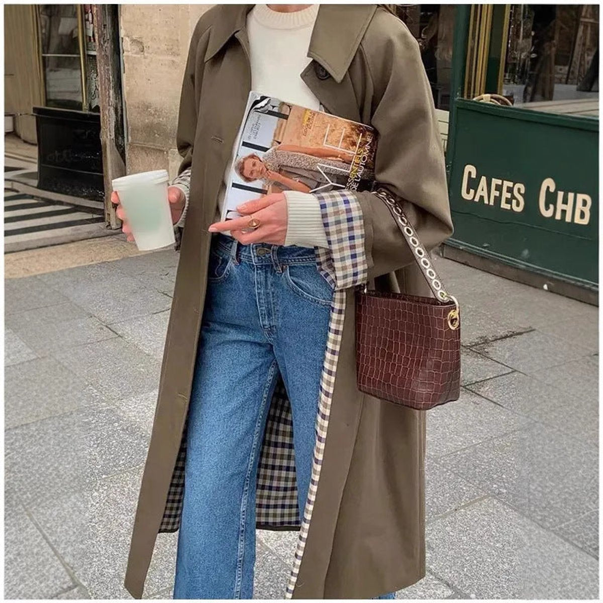 Evangeline | Women's Oversized Longline Check Trench Coat