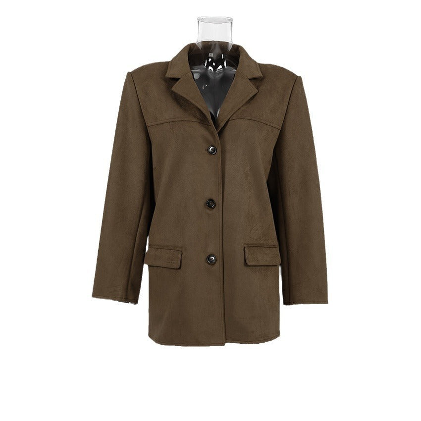Lavinia | Women's Genuine Suede One-Button Blazer