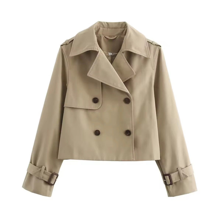 Lavinia | Women's Cropped Double-Breasted Trench Coat
