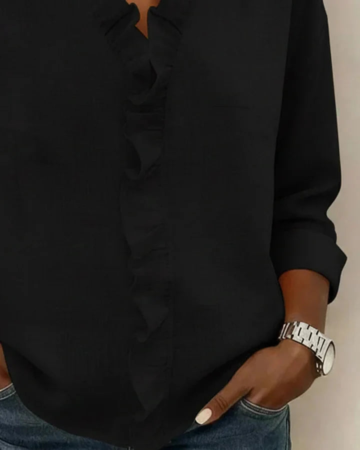 Amelie | Lightweight Ruffled V-Neck Blouse