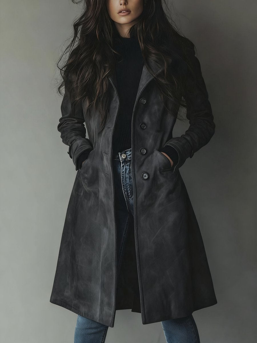 Estelle | Women's Longline Double-Breasted Tailored Trench Coat