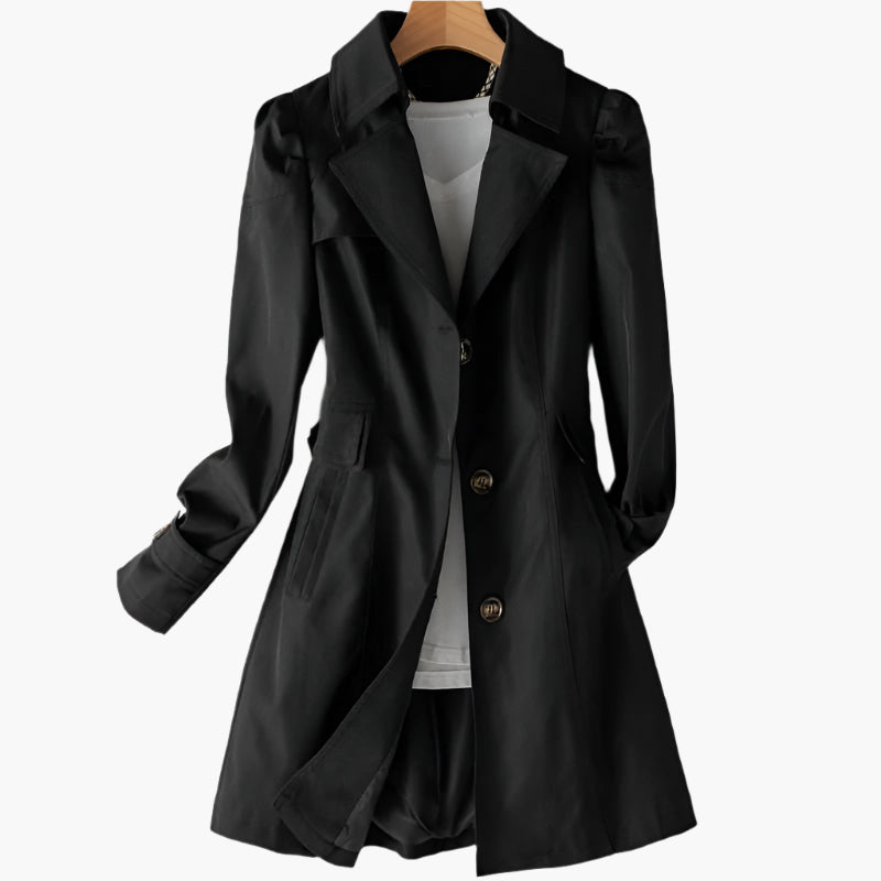Natalie | Women's Classic Long Button-Front Trench Coat