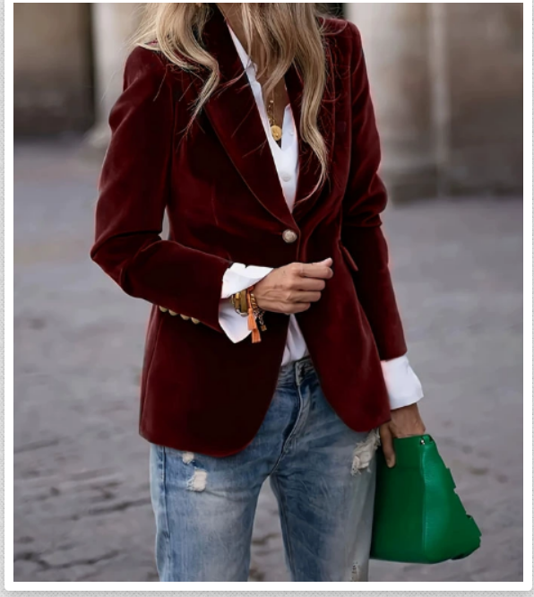 Aurelia | Women's Velvet Button Blazer with Pockets