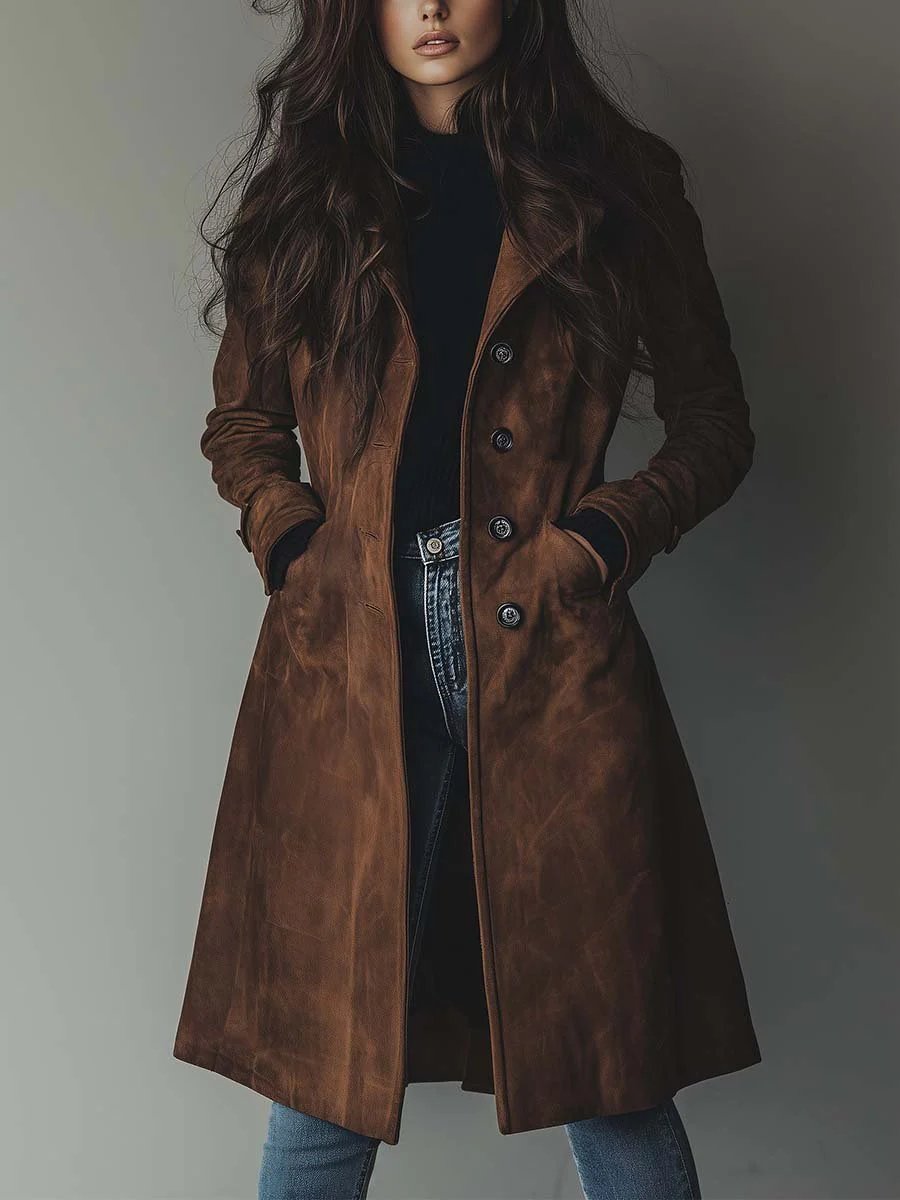 Estelle | Women's Longline Double-Breasted Tailored Trench Coat