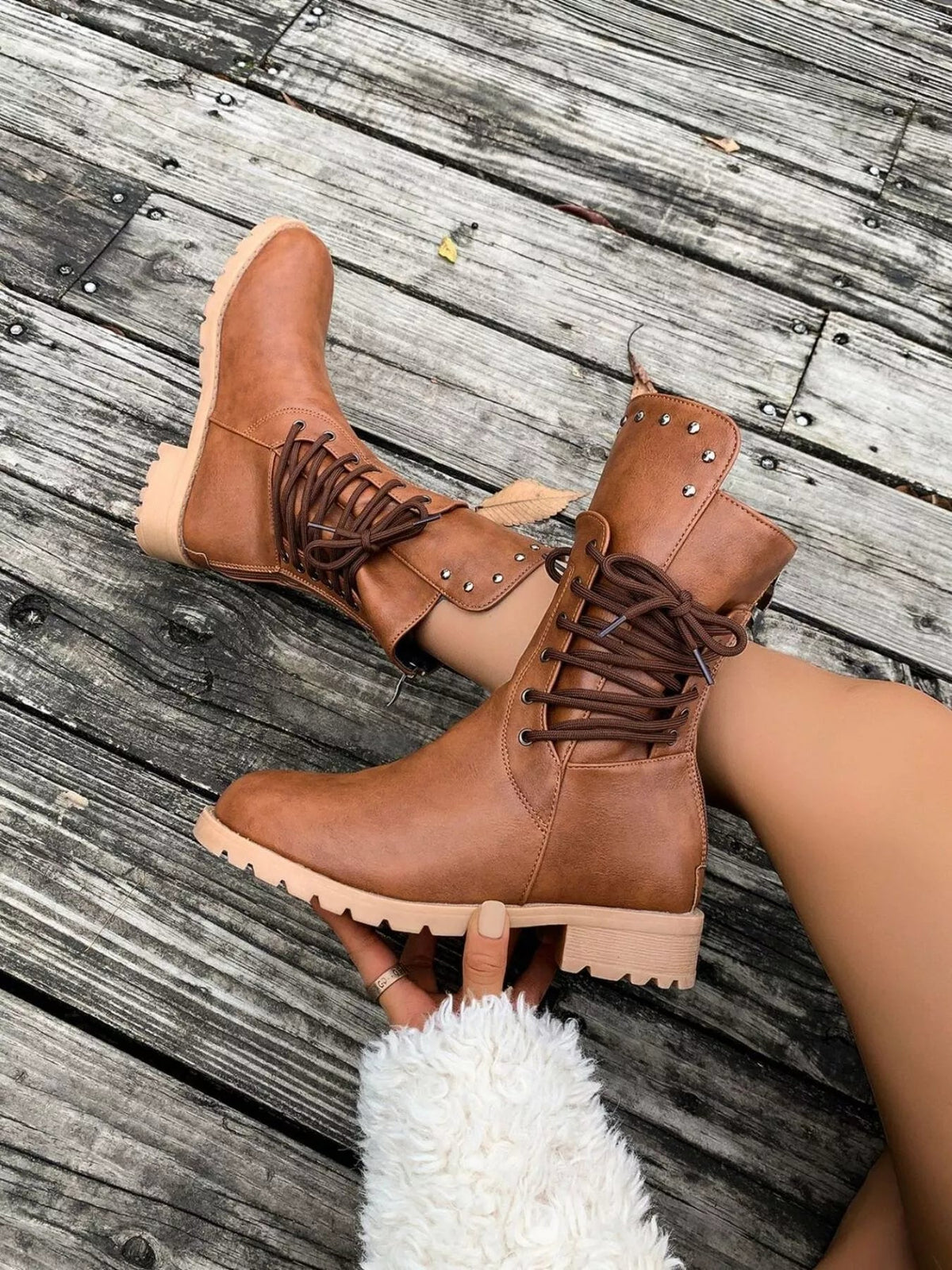 Christine | Women's Lace-Up Mid-Calf Boots