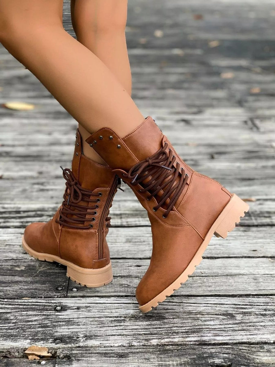 Christine | Women's Lace-Up Mid-Calf Boots