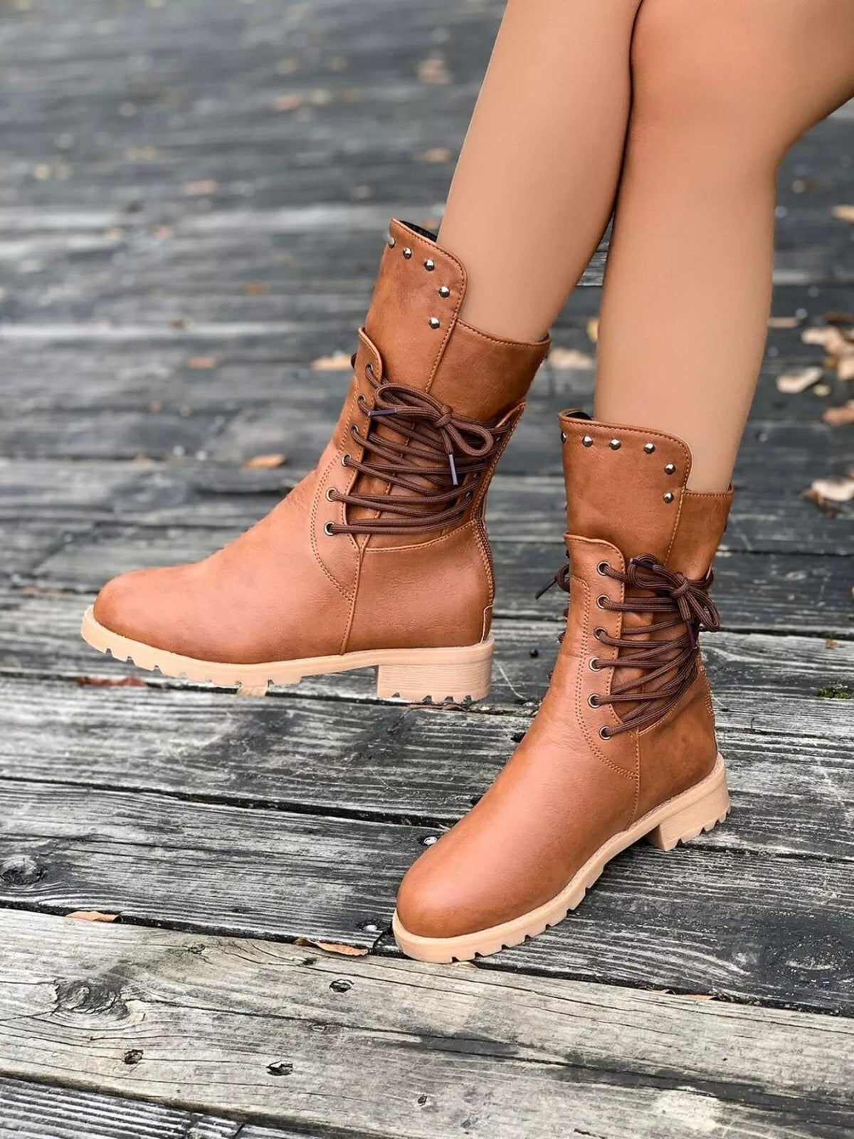 Christine | Women's Lace-Up Mid-Calf Boots