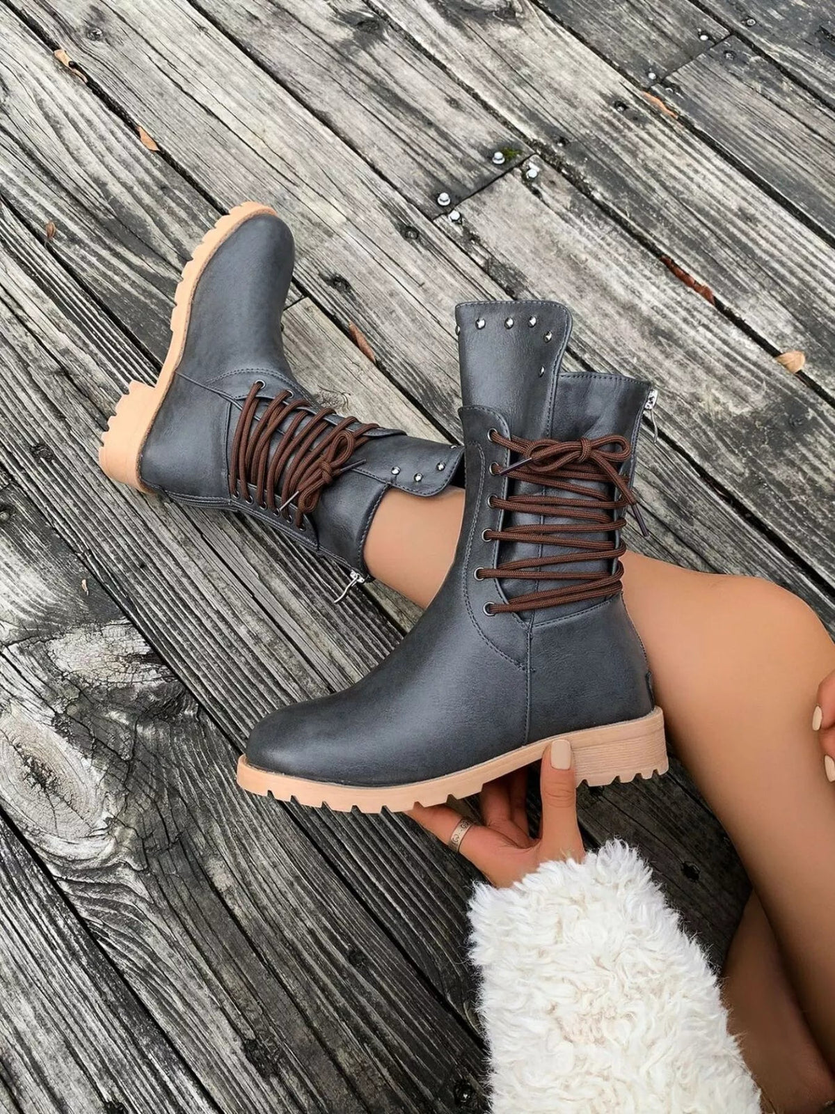 Christine | Women's Lace-Up Mid-Calf Boots
