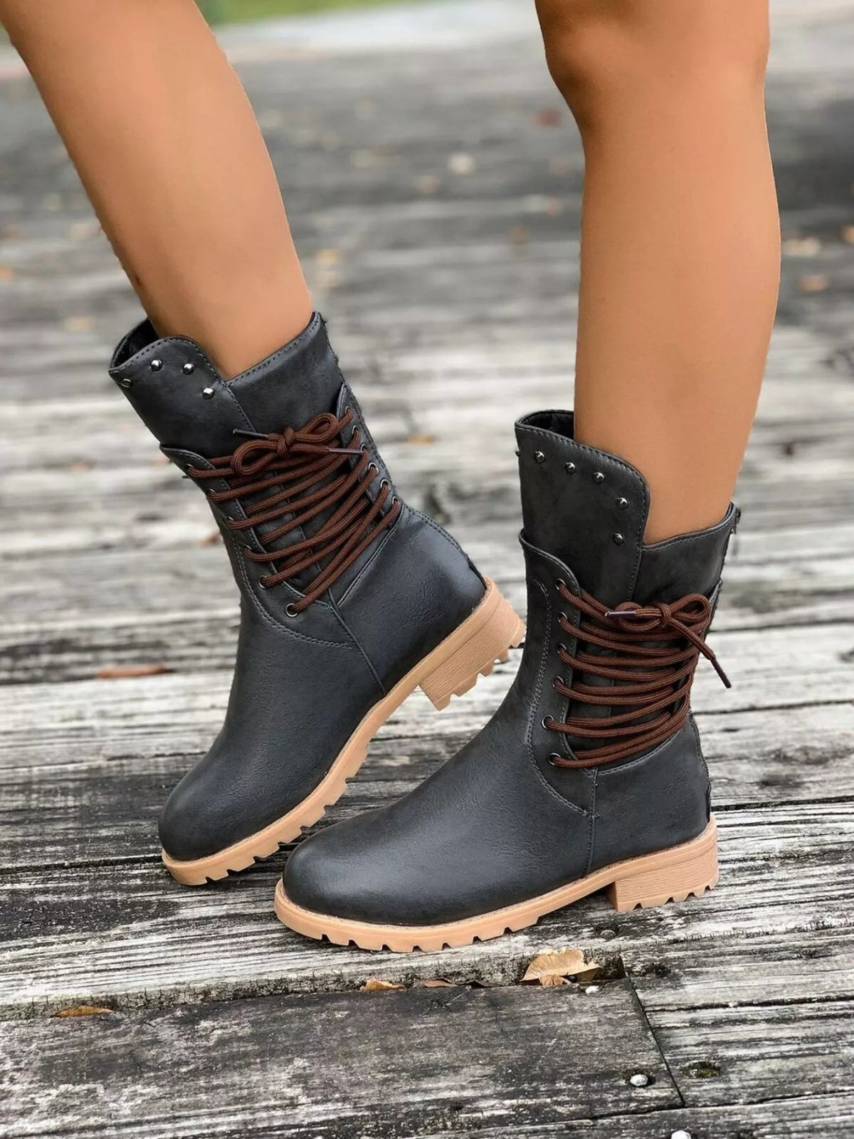 Christine | Women's Lace-Up Mid-Calf Boots