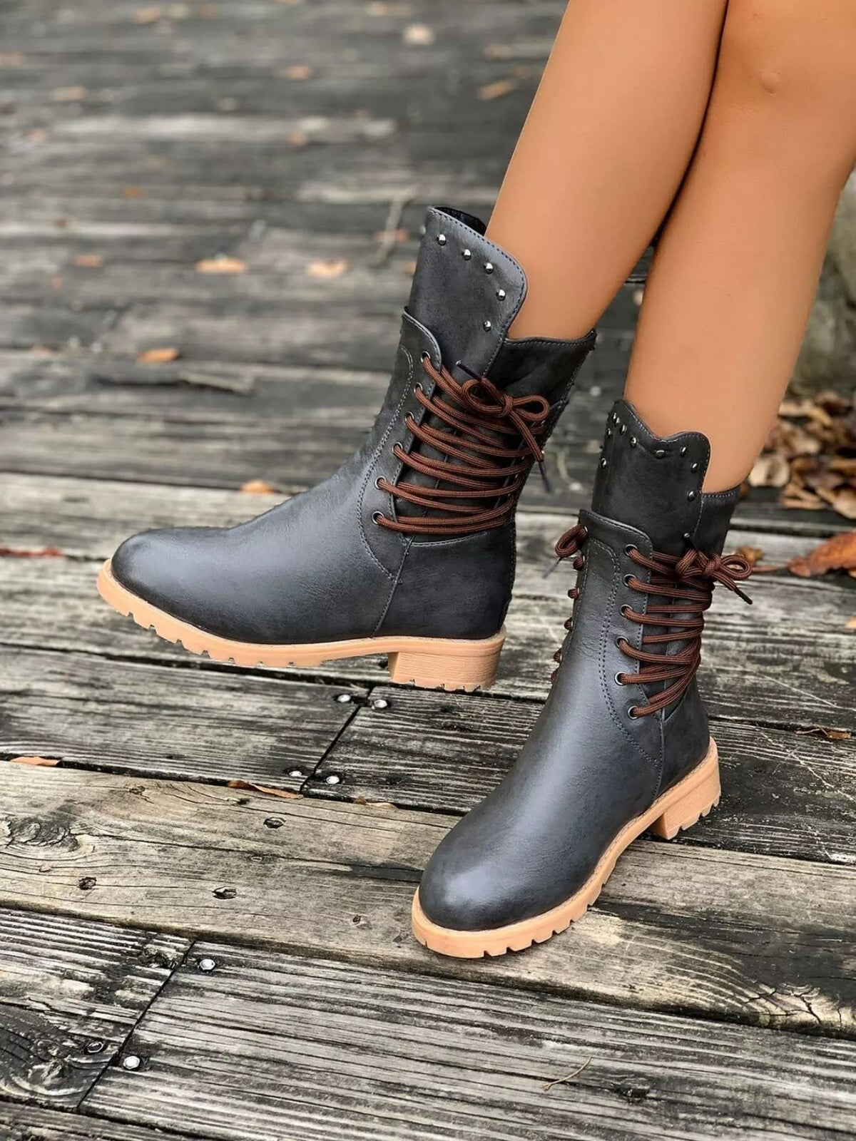 Christine | Women's Lace-Up Mid-Calf Boots