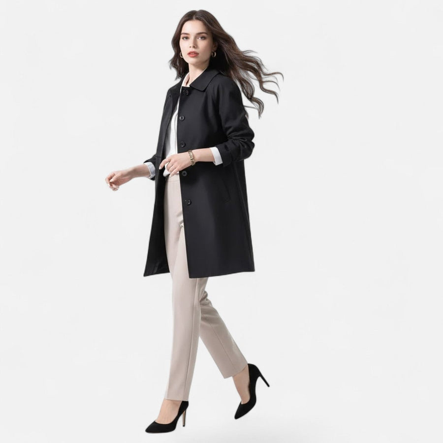 Valeria | Women's Mid-Length Wool-Blend Double-Breasted Trench Coat