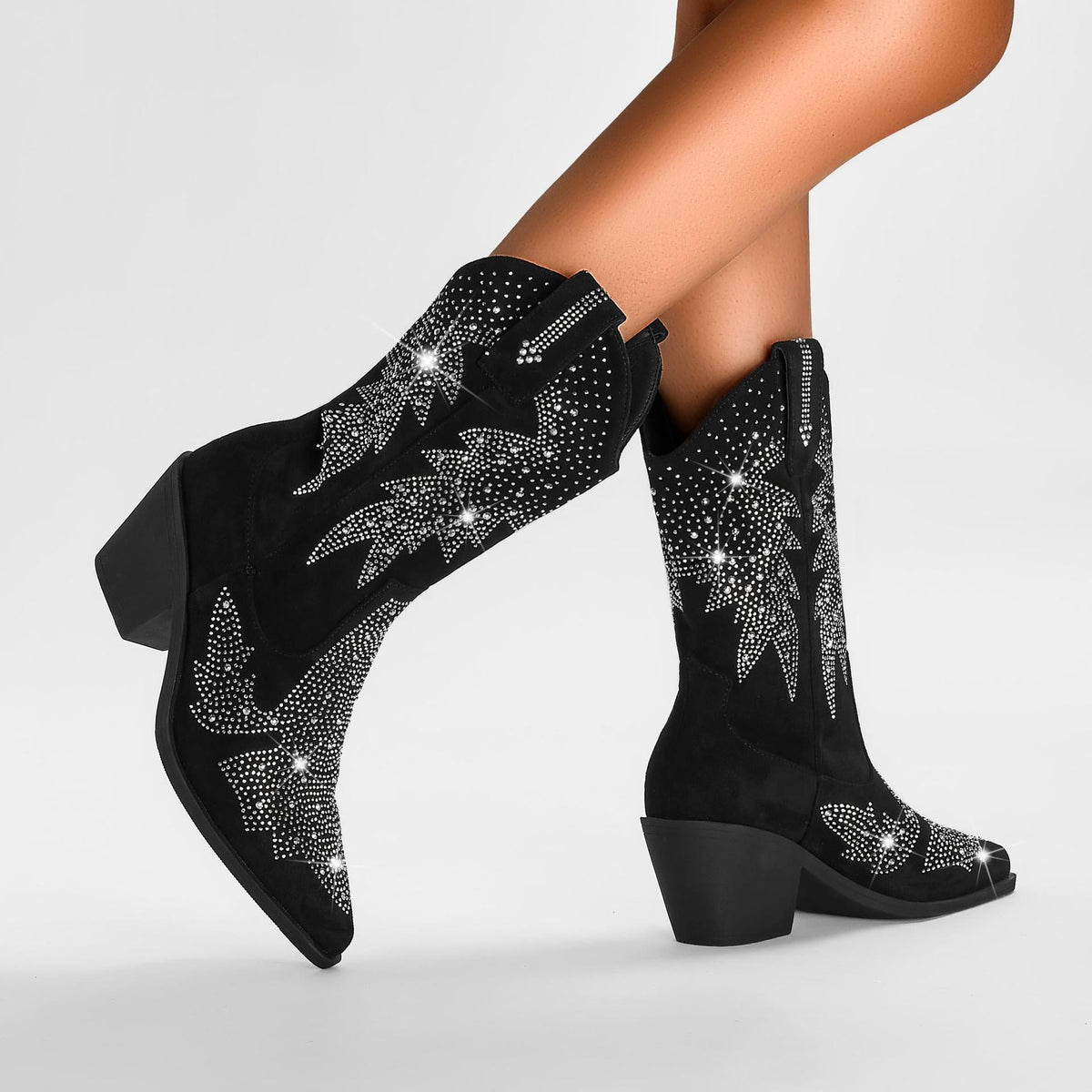 Dorothy | Women's Embellished Mid Calf Pointed Toe Boots