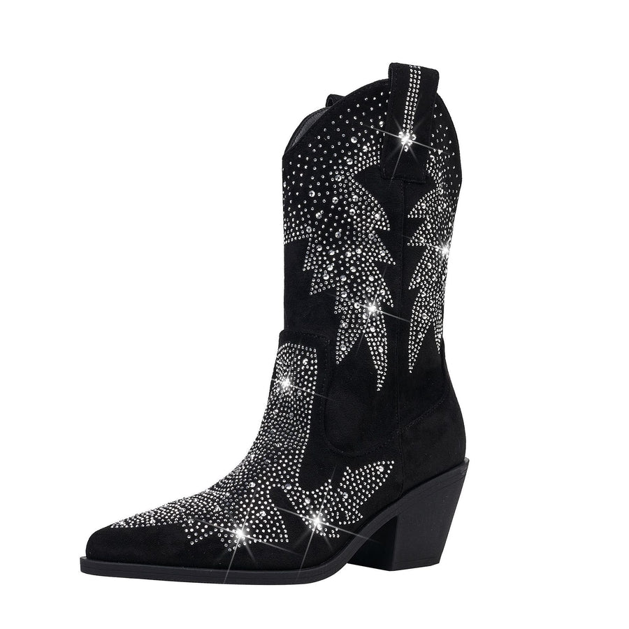Dorothy | Women's Embellished Mid Calf Pointed Toe Boots