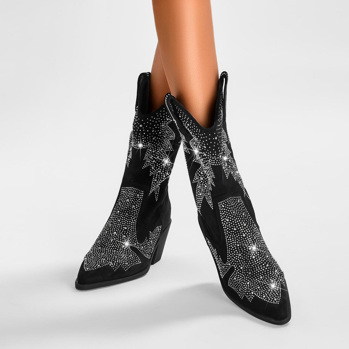 Dorothy | Women's Embellished Mid Calf Pointed Toe Boots