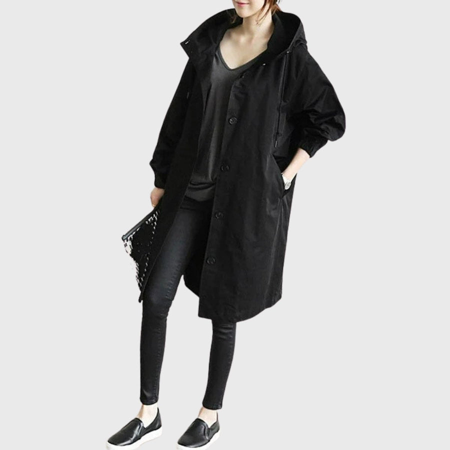 Ottilie | Women's Long Water-Resistant Hooded Trench Coat