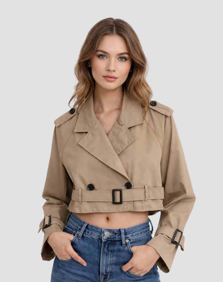 Camilla | Women's Cropped Tailored Double-Breasted Trench Coat