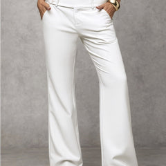 Philippa high-waist wide-leg trousers in White