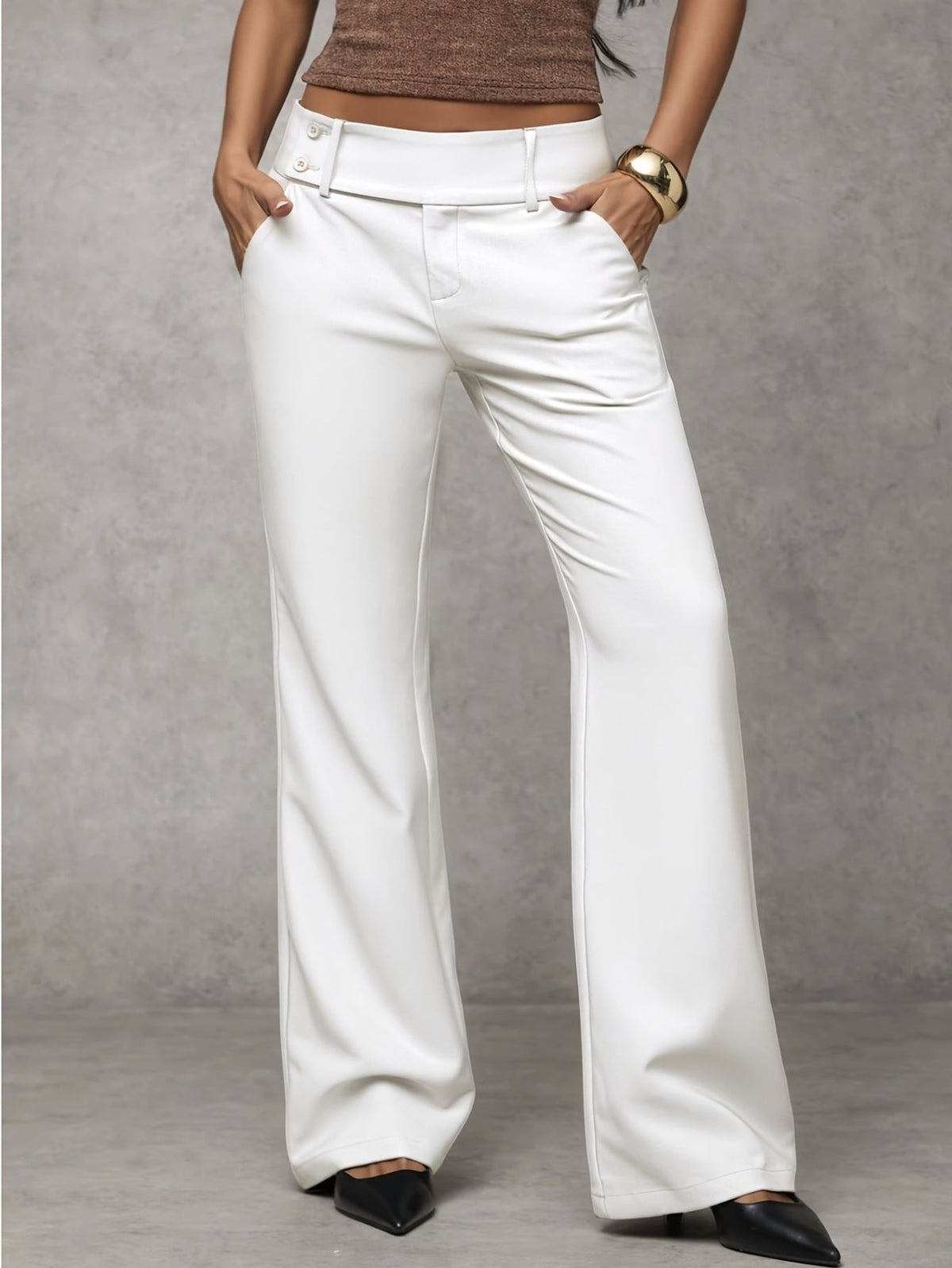 Philippa high-waist wide-leg trousers in White