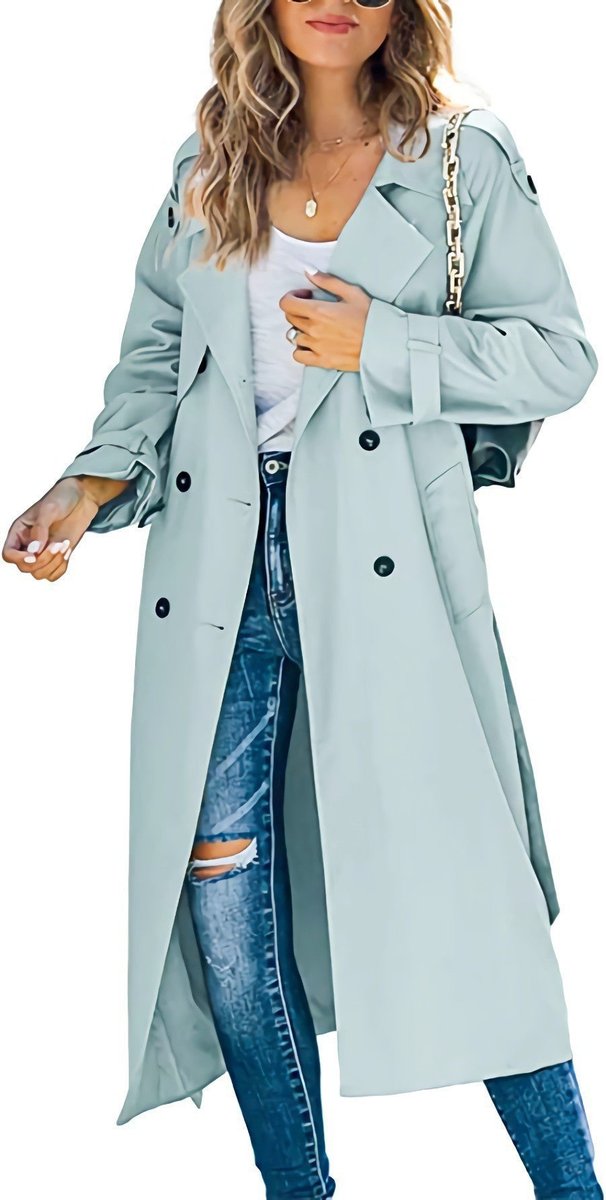 Samantha | Women's Oversized Double-Breasted Trench Coat with Tie Belt