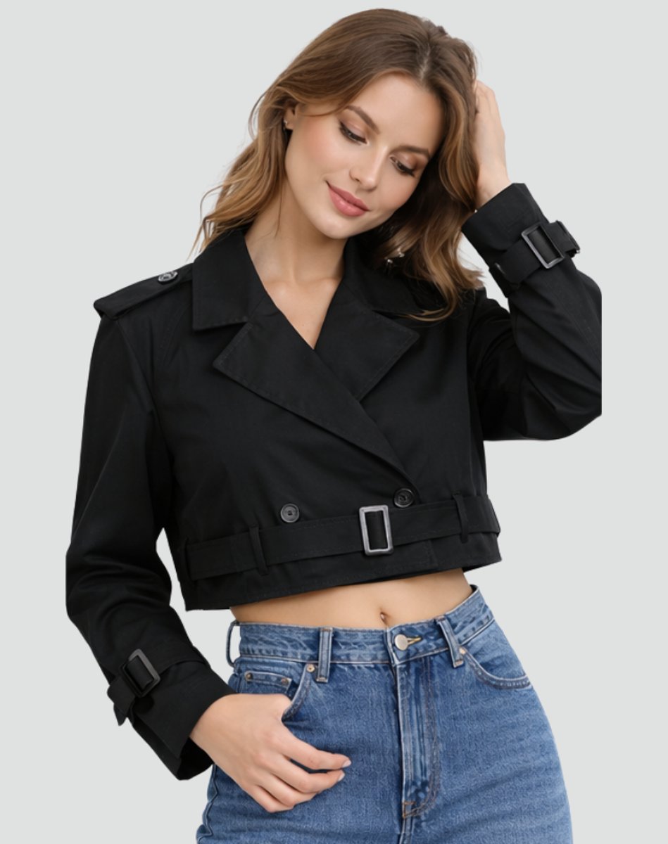 Camilla | Women's Cropped Tailored Double-Breasted Trench Coat