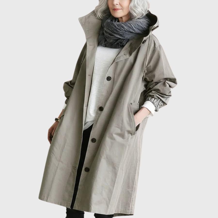 Ottilie | Women's Long Water-Resistant Hooded Trench Coat